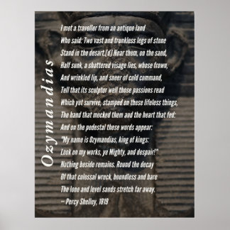 Ozymandias Dikt by Percy Shelley, 1819 Poster