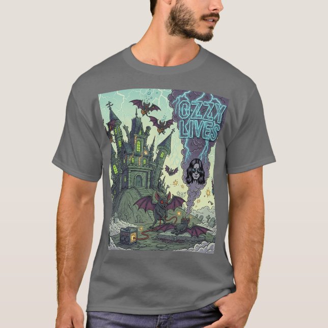 Ozzy Lives-Haunted House T Shirt (Framsida)