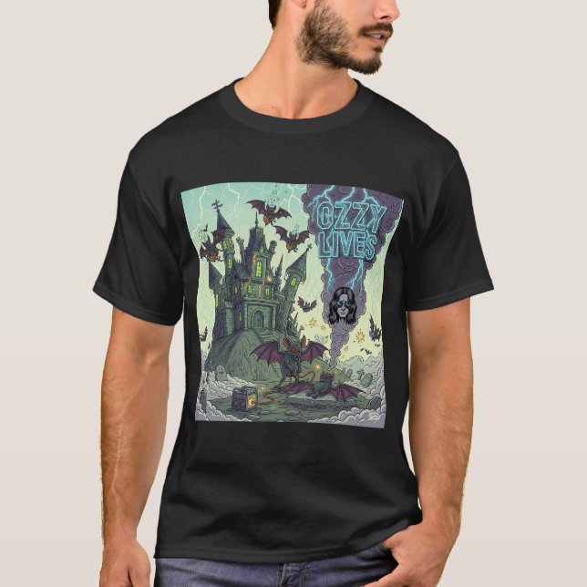 Ozzy Lives-Haunted House T Shirt (Framsida)