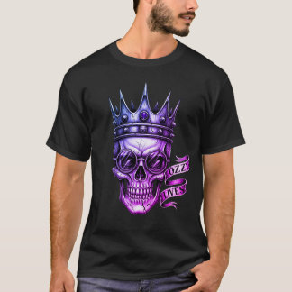 Ozzy Lives Skull Glasses Crown Biker Tattoo Purple T Shirt