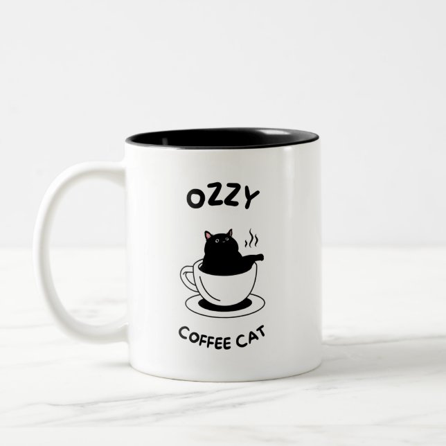 Ozzy the Black Cat Coffee Mugg - Mysigt Kattdjur V (Vänster)
