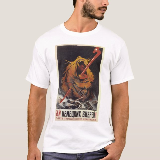 P0511 - Slå den tyska beasts_Propagandaaffischen Tee Shirt (Framsida)