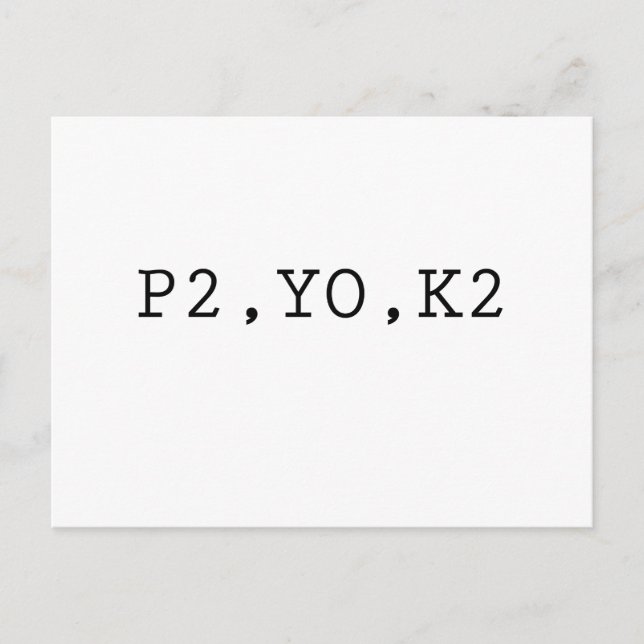 P2, YO, K2 VYKORT (Framsida)
