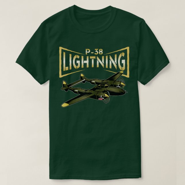 P38 Belysande WW2 Flygplan-flygplan T Shirt (Design framsida)