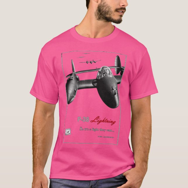 P38 Lightning WW2 amerikansk jaktflygplan T Shirt (Framsida)