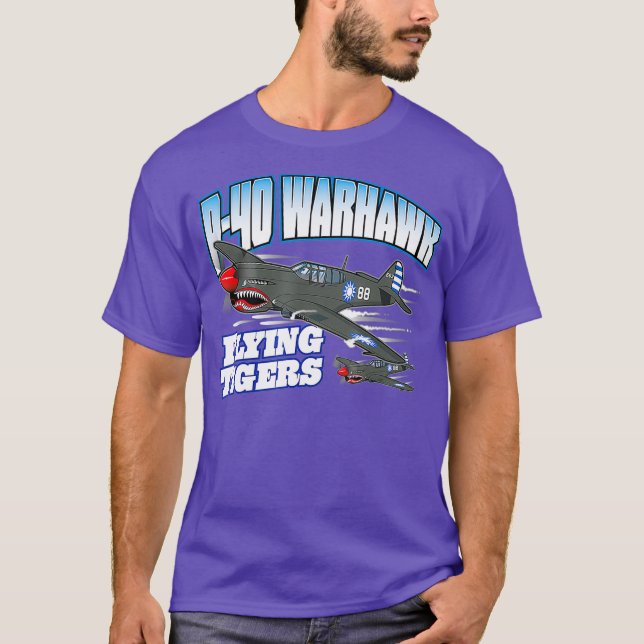 P40 Warhawk Flies Tigers Warbird T Shirt (Framsida)