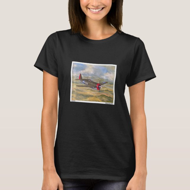 P47 Thunderbolt WW2 Flygplan Painting Military T Shirt (Framsida)