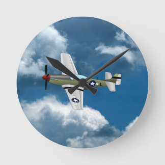 P51 Flygplansklocka i Mustang Rund Klocka