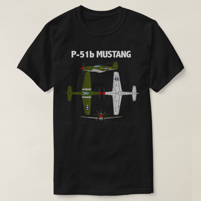 P51 Mustang Aircraft T Shirt (Design framsida)