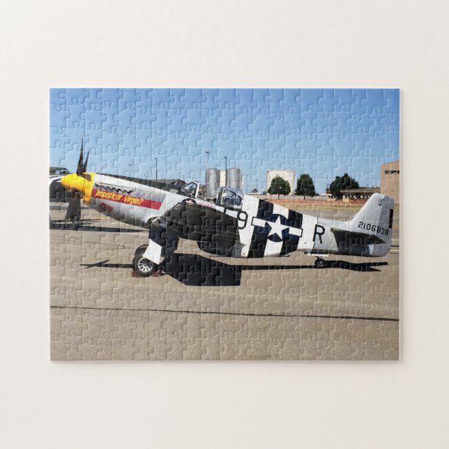 P51 Mustang-flygplan vid flygshow 252 biet puzzle Pussel (Horisontell)