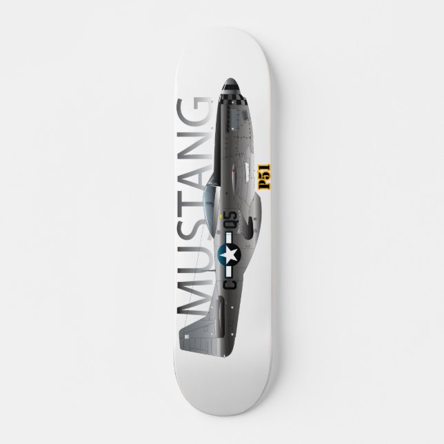 P51 Mustang Mini Skateboard Bräda 18,5 Cm (Framsida)