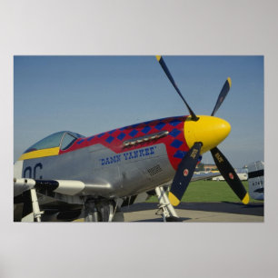 P51 Mustang, noscone/propeller som visar nosart Poster