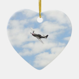 P51 Mustang under flygning Julgransprydnad Keramik