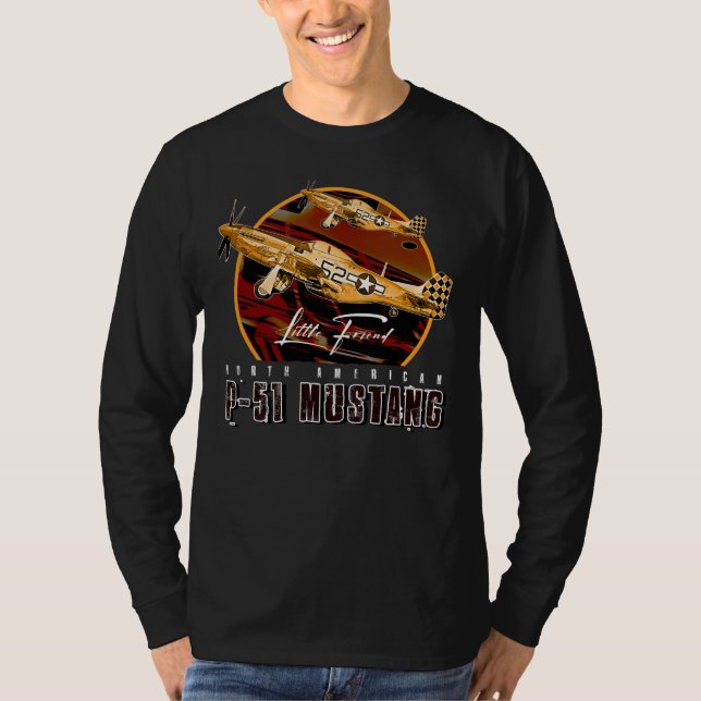 P51 Mustang USAF Fighter Flygplan T Shirt (Framsida)