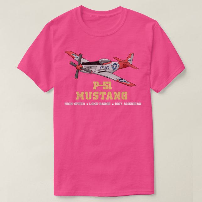P51 Mustang Världskrig II Fighter Bomber T Shirt (Design framsida)