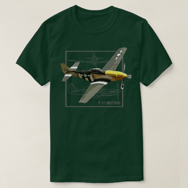 P51 Mustang WW2 Fighter Flygplan T Shirt (Design framsida)