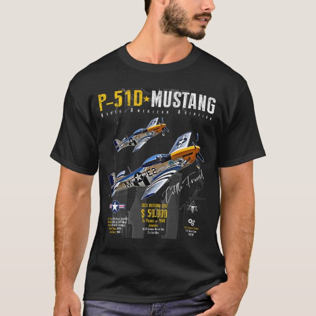 P51 Mustang WW2 Fighter Plane T Shirt (Framsida)