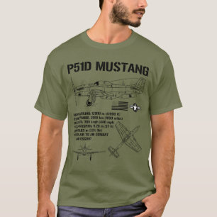 P51 Mustang WWII Fighter Specs Military Flygplan P T Shirt