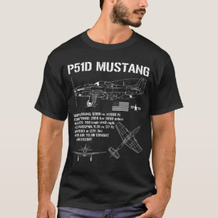 P51 Mustang WWII Fighter Specs Military Flygplan P T Shirt