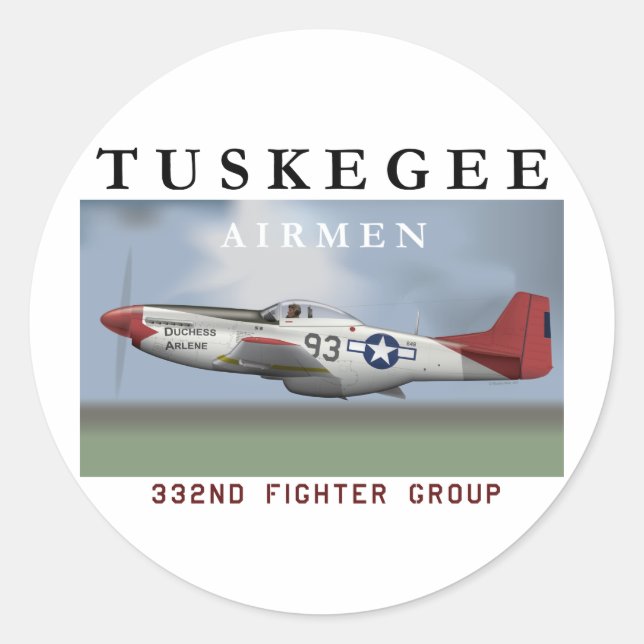 P51D 332nd Fighter Group Runt Klistermärke (Framsida)