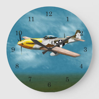 P51D Mustang Wall Clock Stor Klocka