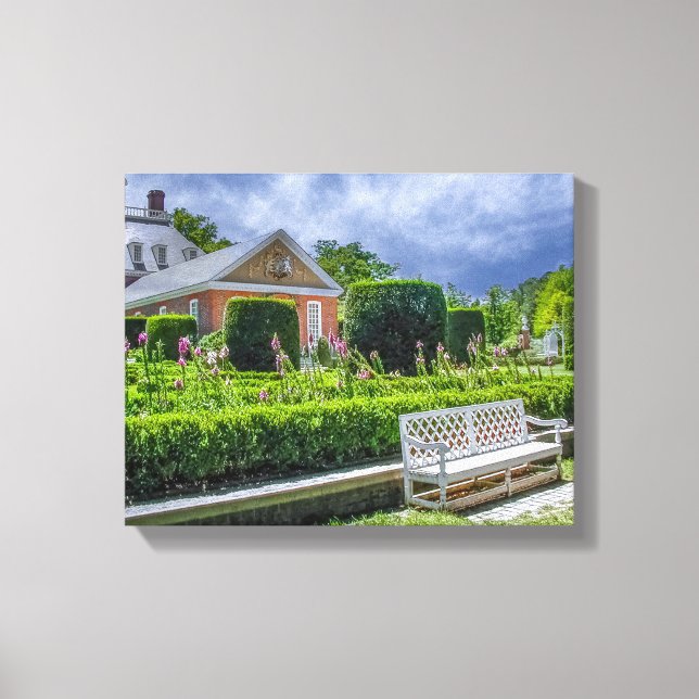 P527004(1)-Guvernörens Palace Gardens med Bench Canvastryck (Framsida)