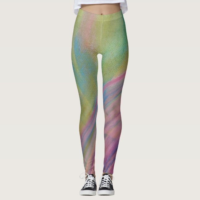 P9 Unik Färgrik Abstrakt Konst Leggings (Framsida)
