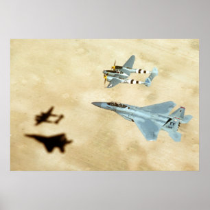 P-38 Blixt och F-15 Eagle Poster
