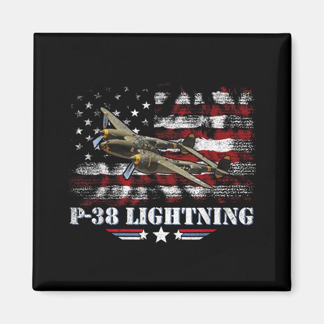 P-38 Blixt P38 WW2 Flygplan Fighter Jet Pilot Magnet (Framsidan)