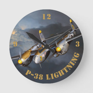 P-38 Blixt Rund Klocka