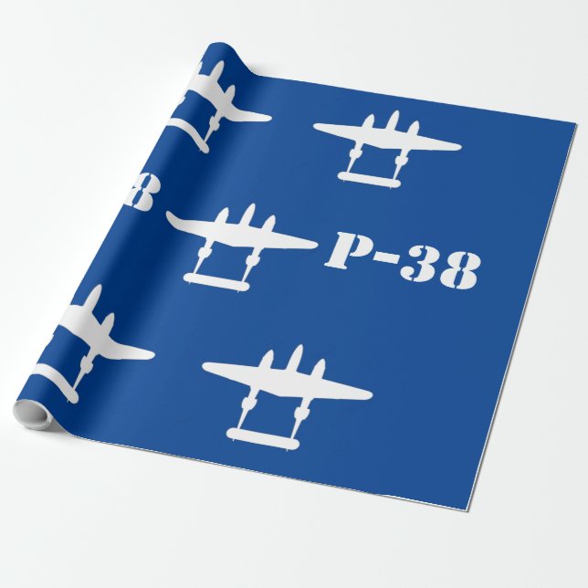 P-38 Blixtblå och vit Presentpapper (Utrullad)