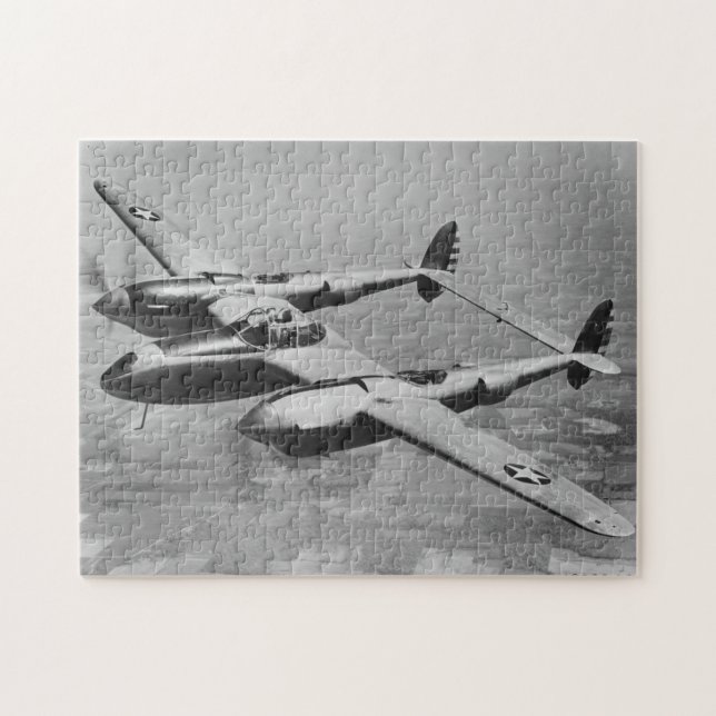 P-38 Blixtfotografi för flygtrafik under flygning Pussel (Horisontell)
