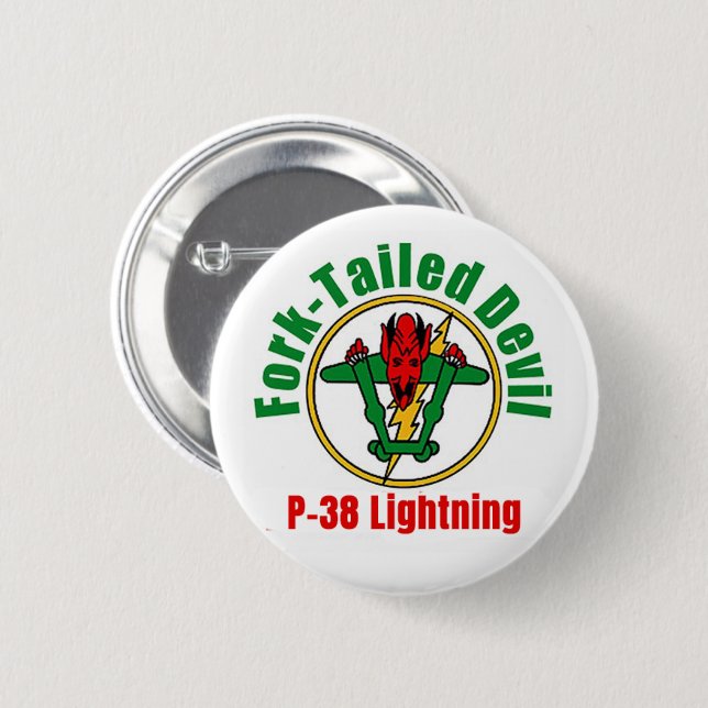 P-38 Blixtgaffel-Djävulen-stift Knapp (Framsida & baksida)