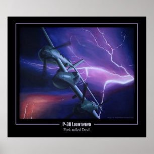 P-38 Blixtgaffel-Tails Djävulen Poster
