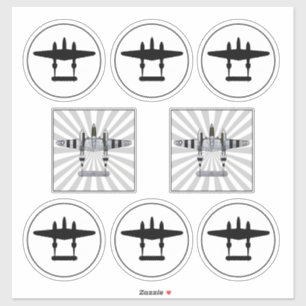 P-38 D-Day Rand & Silhouette Peelable Vinyl Klistermärken