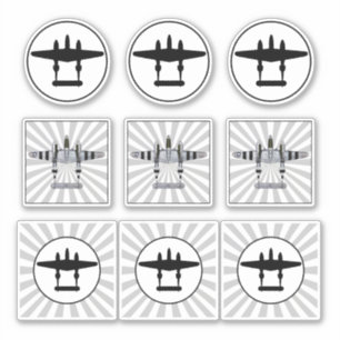 P-38 D-Day Rand & Silhouette Peelable Vinyl Klistermärken