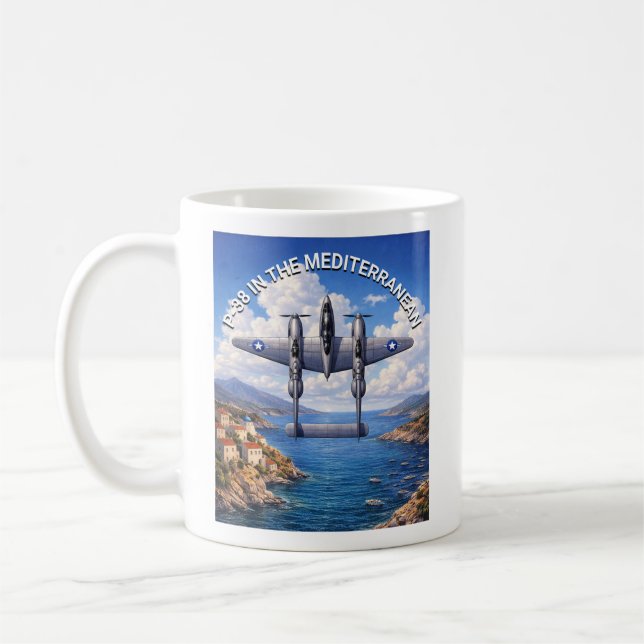 P-38 Lightning in the Mediterranean Theater Kaffemugg (Vänster)