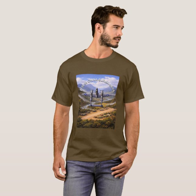 P-38 Lightning Kina Burma Indien Kampanj T Shirt (Hel framsida)