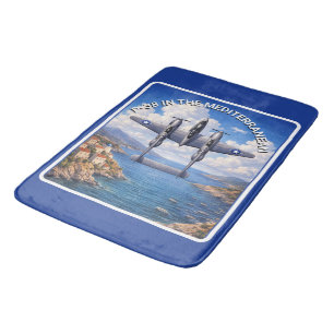 P-38 Lightning över Medelhavet Badrumsmatta
