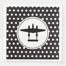P-38 Silhouette i cirkel på Polka Dot Background Pappersservett