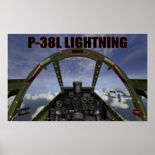 P--38LBLIXTCOCKPITEN BESKÅDAR AFFISCHEN POSTER