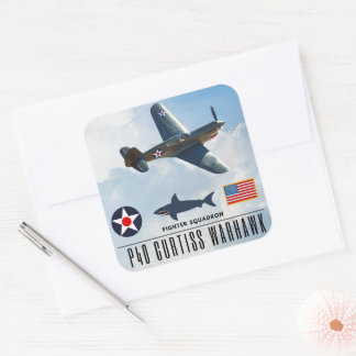 P-40 CURTISS WARHAWK FIGHTER SQUADRON FYRKANTIGT KLISTERMÄRKE