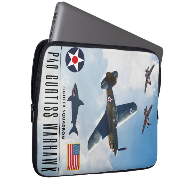 P-40 CURTISS WARHAWK FIGHTER SQUADRON LAPTOP FODRAL (Framsidan Höger)