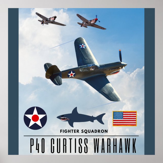 P-40 CURTISS WARHAWK FIGHTER SQUADRON POSTER (Framsidan)