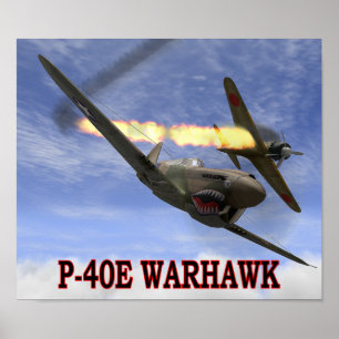 P-40 WARHAWK vs AFFISCHEN A6M2 NOLLA Poster