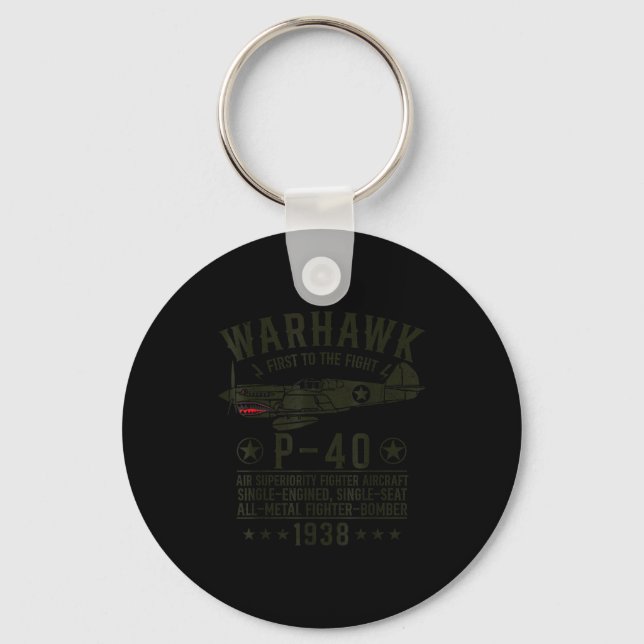 P-40 Warhawk Ww2 Jaktflygplan Först Till Striden Nyckelring (Framsida)