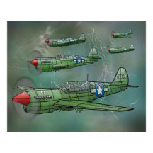P-40 Warhawks som flyger i en stormPoster