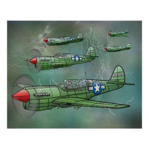 P-40 Warhawks som flyger i en stormPoster Fototryck