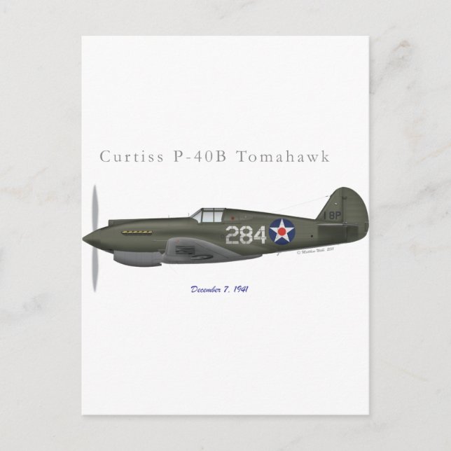 P-40B Försvar av Pearl Harbour Vykort (Framsida)