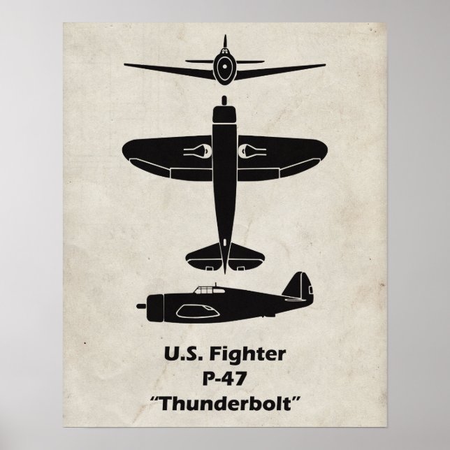 P-47 Thunderbolt-flygplan Poster och dekorerar (Framsidan)